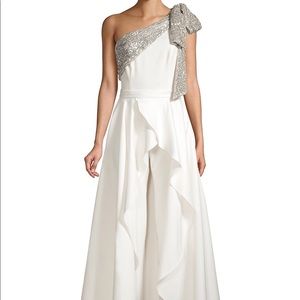 Jay Godfrey Gavin One-Shoulder Jumpsuit w Skirt